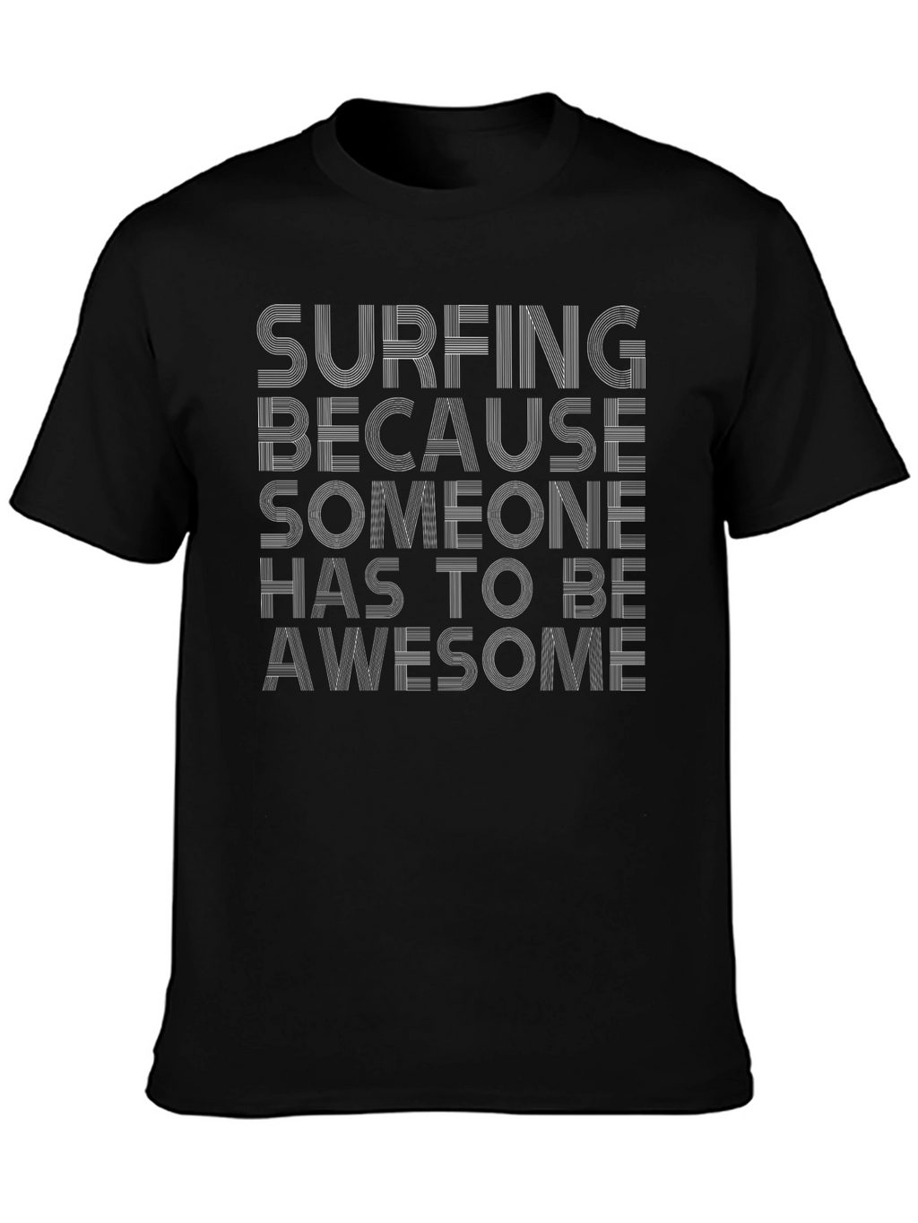 Surfing Awesome Graphic Tee - Black Cotton T-Shirt