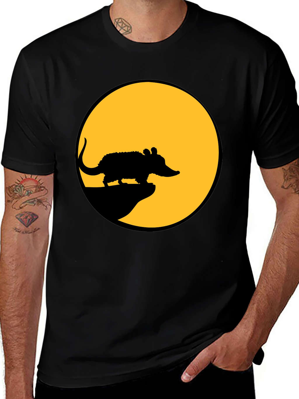 Rat Silhouette T-Shirt - Black Cotton Tee