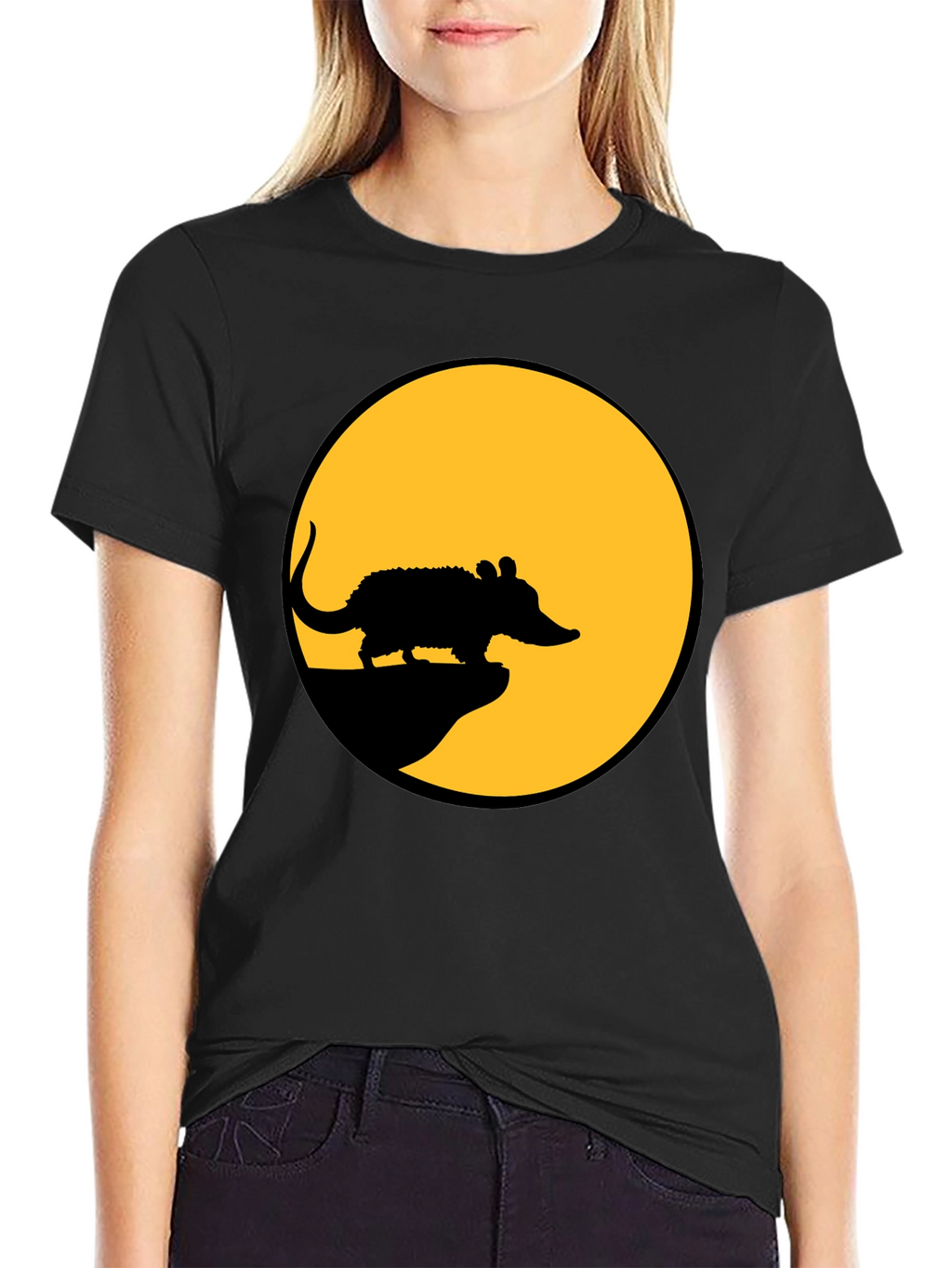 Rat Silhouette T-Shirt - Black Cotton Tee