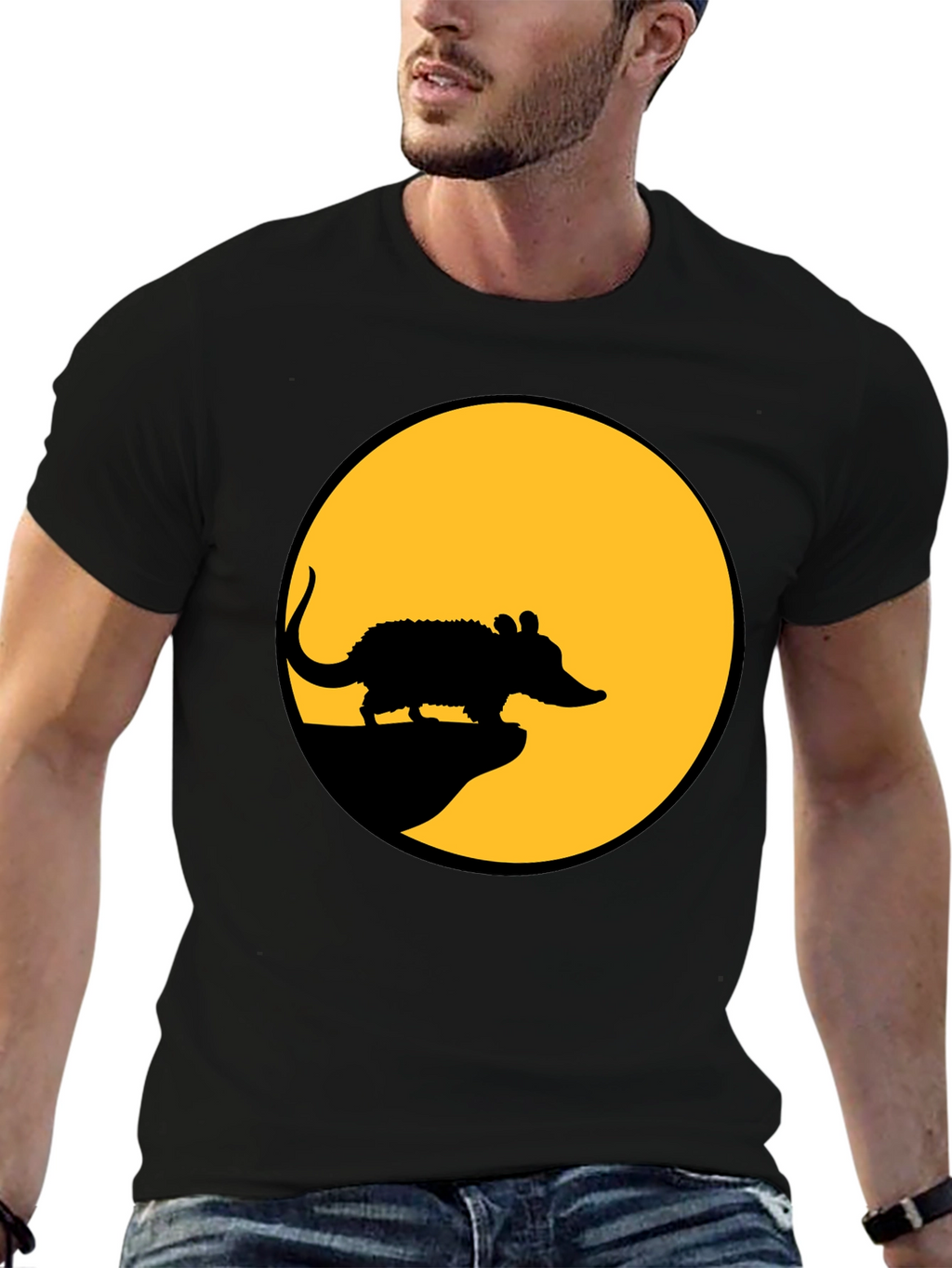 Rat Silhouette T-Shirt - Black Cotton Tee