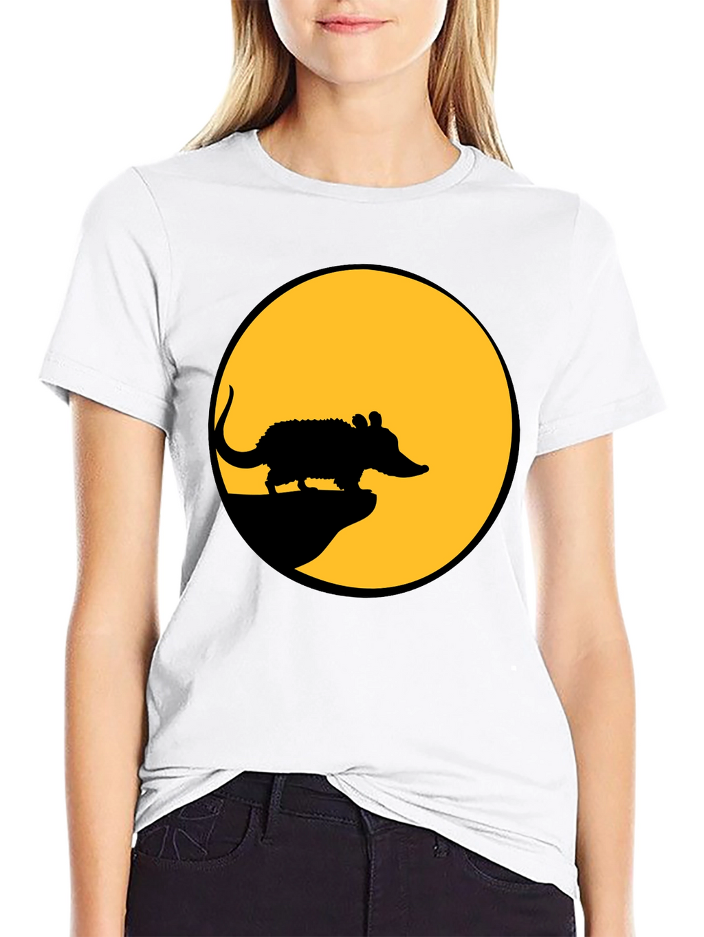 Rat Silhouette T-Shirt - Black Cotton Tee
