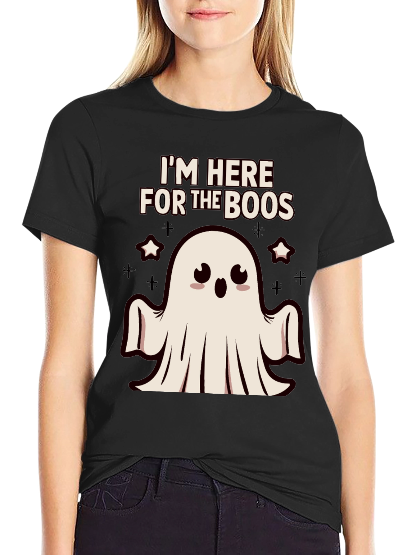 Im Here For The Boos Cute Ghost Halloween T-Shirt