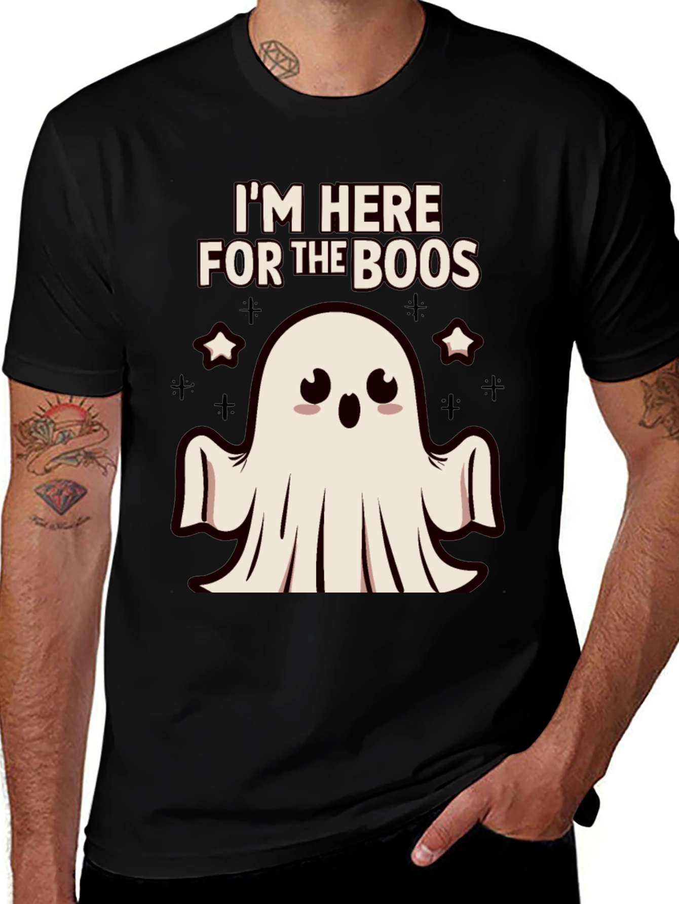 Im Here For The Boos Cute Ghost Halloween T-Shirt