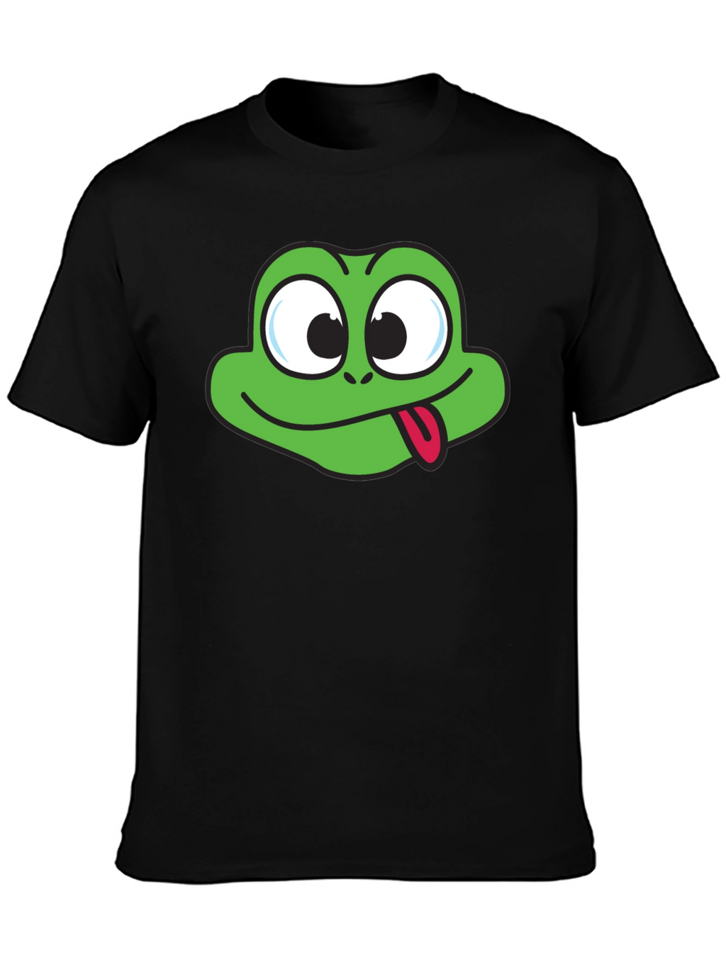 Funny Frog Face Graphic Black T-Shirt