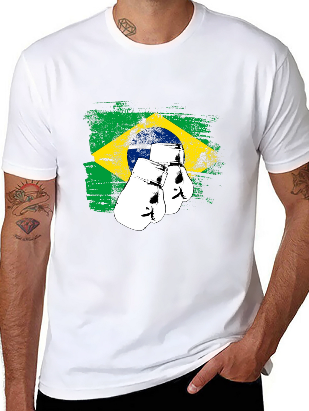 Brazil Flag Boxing Gloves Graphic Tee