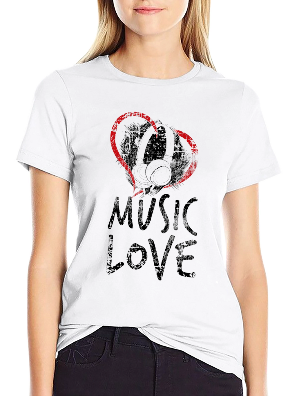 Music Love Graphic Tee - Black Cotton T-Shirt