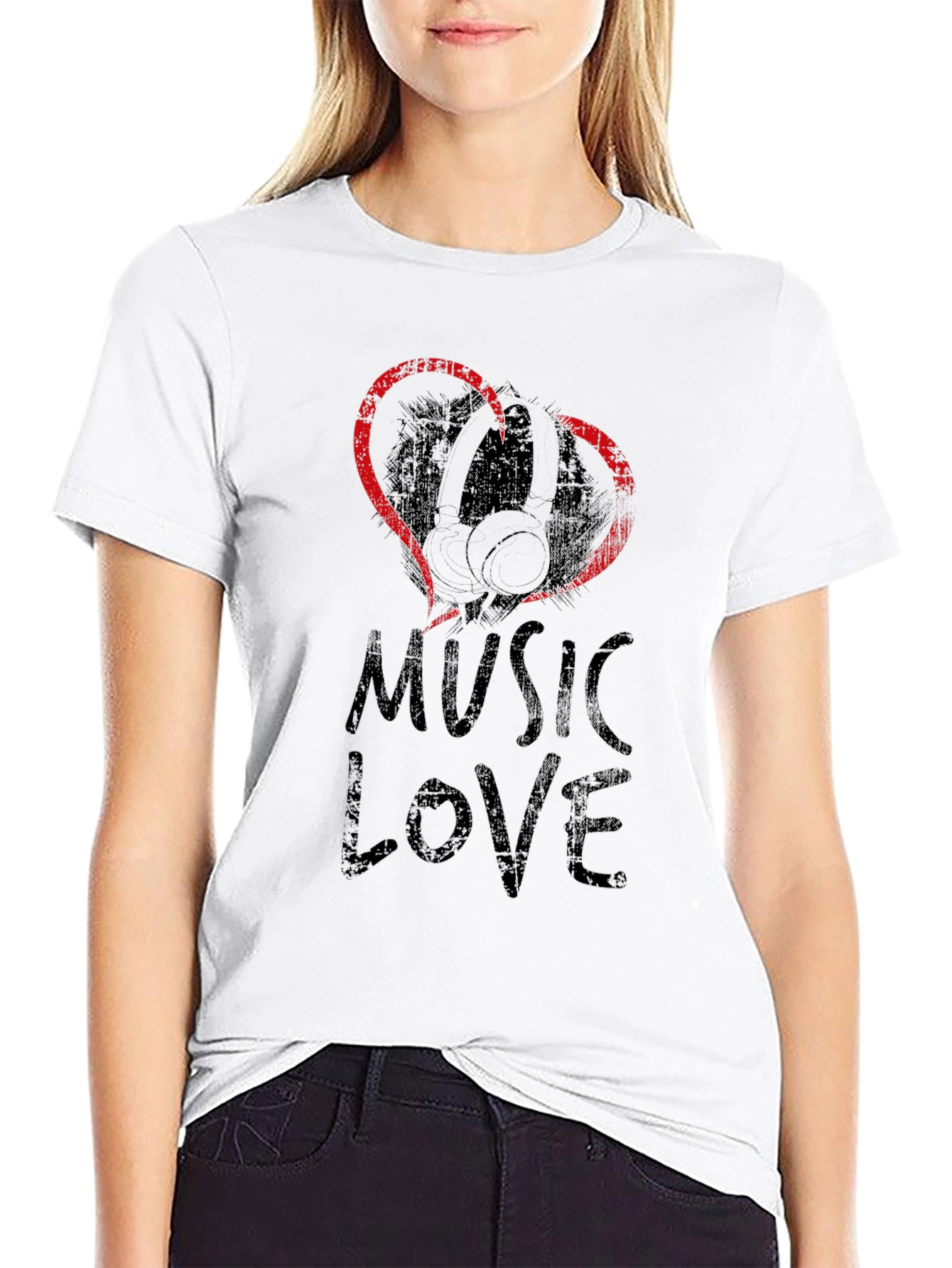 Music Love Graphic Tee - Black Cotton T-Shirt