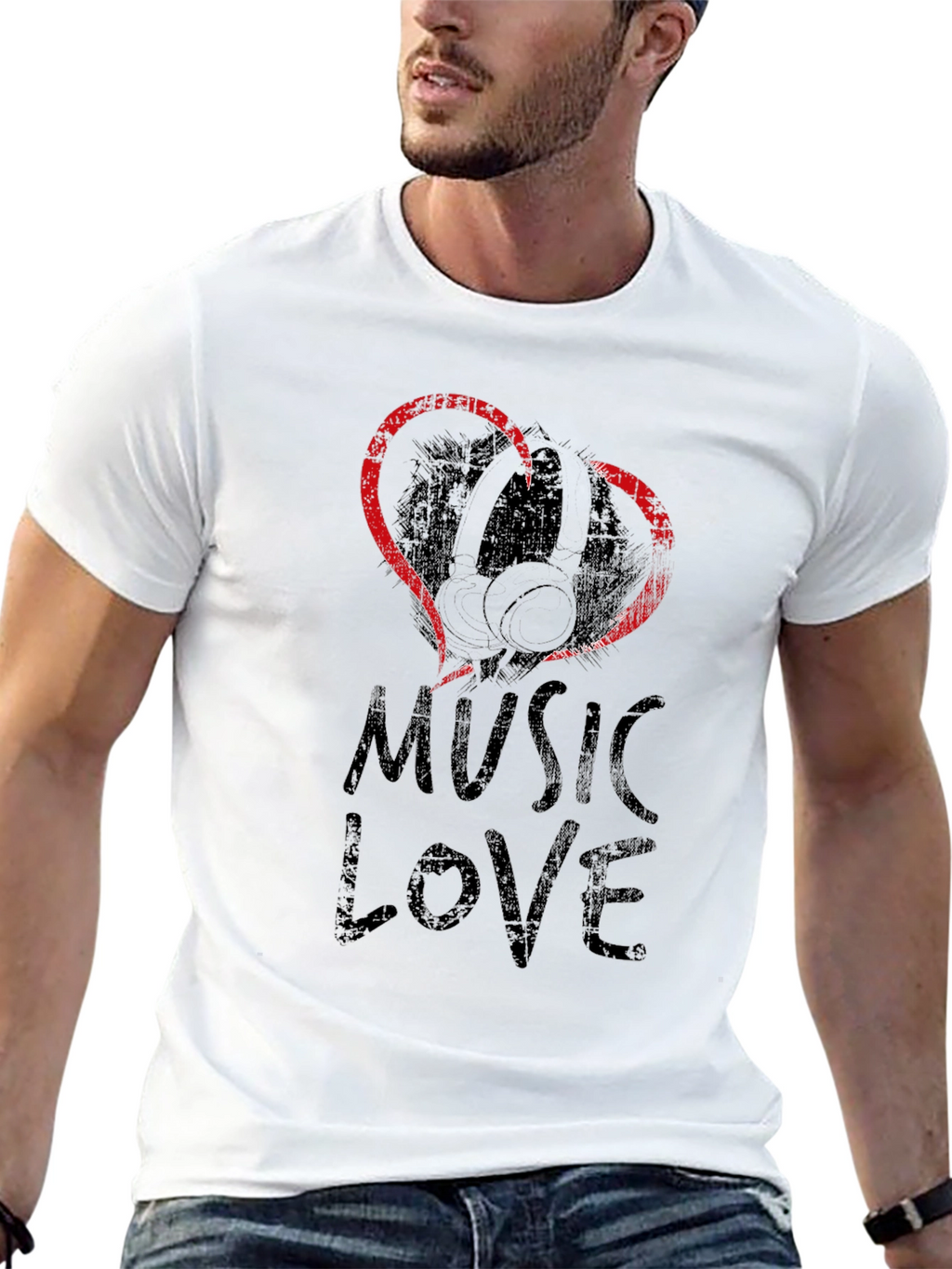 Music Love Graphic Tee - Black Cotton T-Shirt