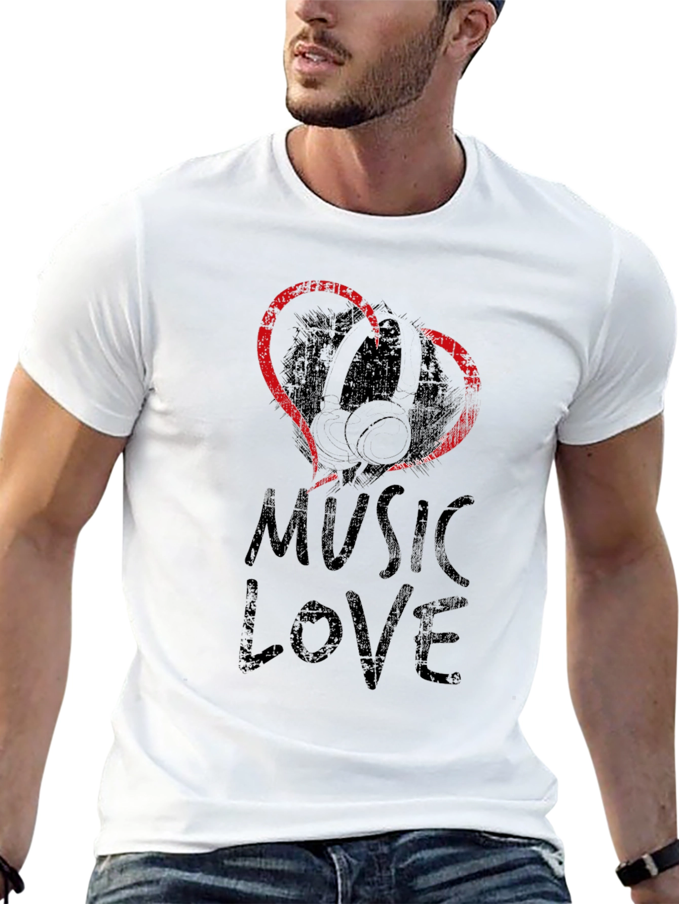 Music Love Graphic Tee - Black Cotton T-Shirt