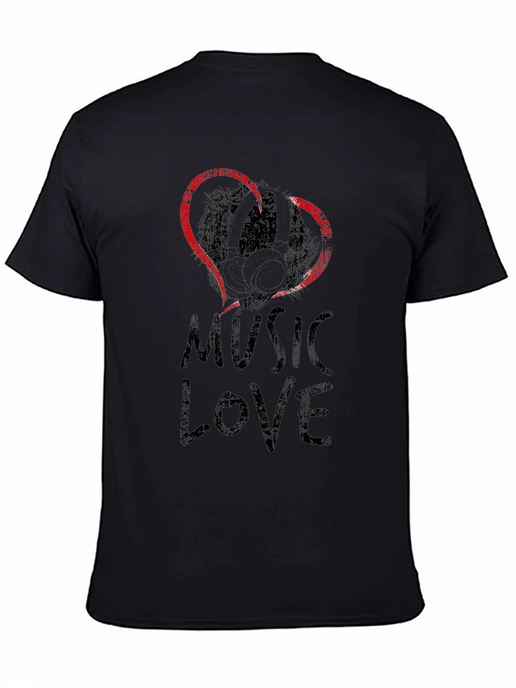 Music Love Graphic Tee - Black Cotton T-Shirt