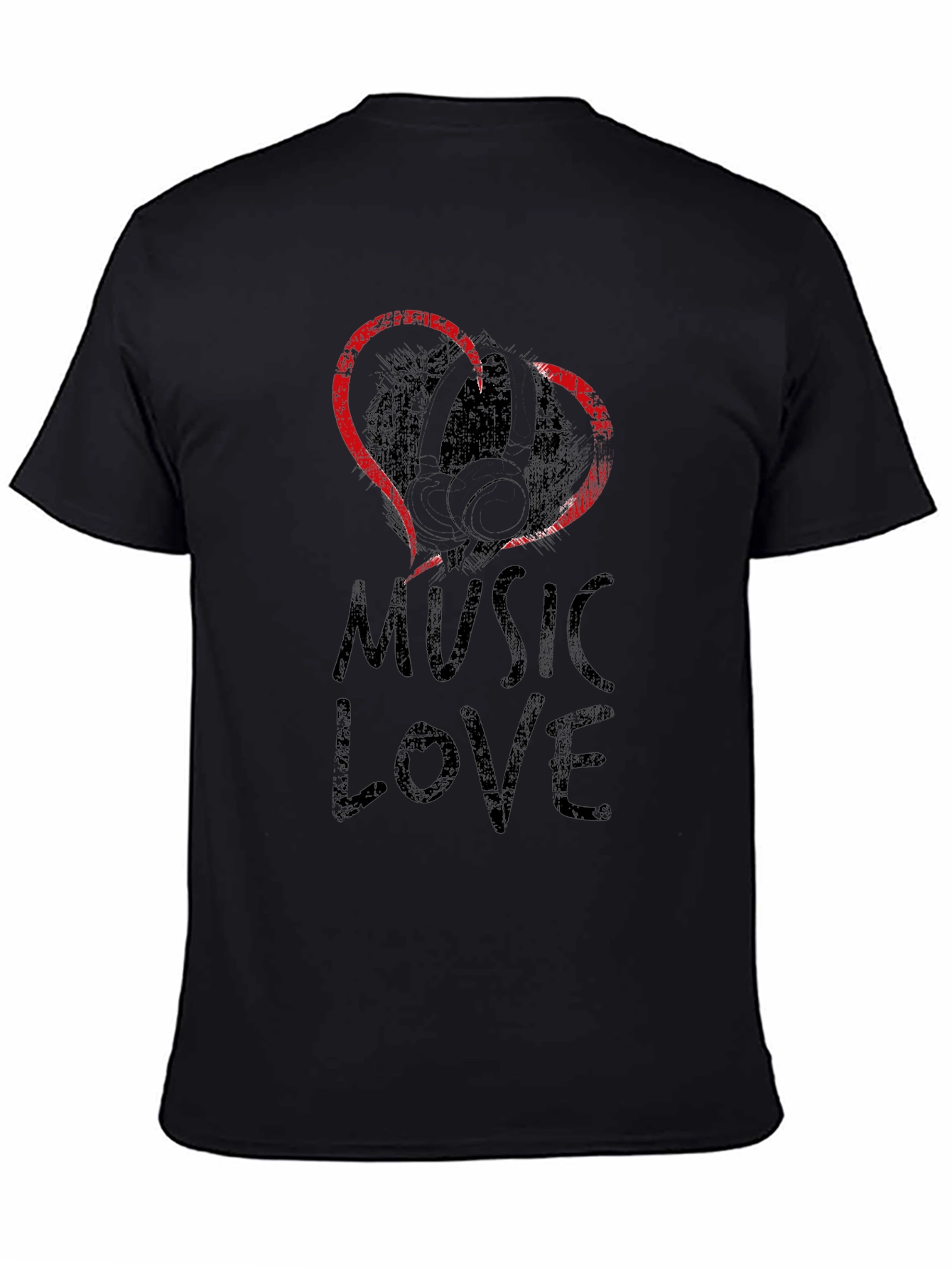 Music Love Graphic Tee - Black Cotton T-Shirt