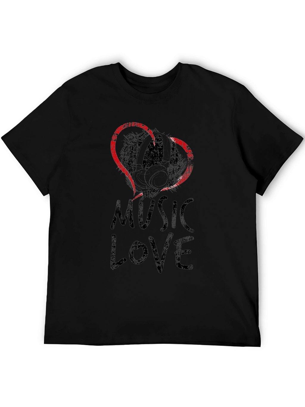 Music Love Graphic Tee - Black Cotton T-Shirt