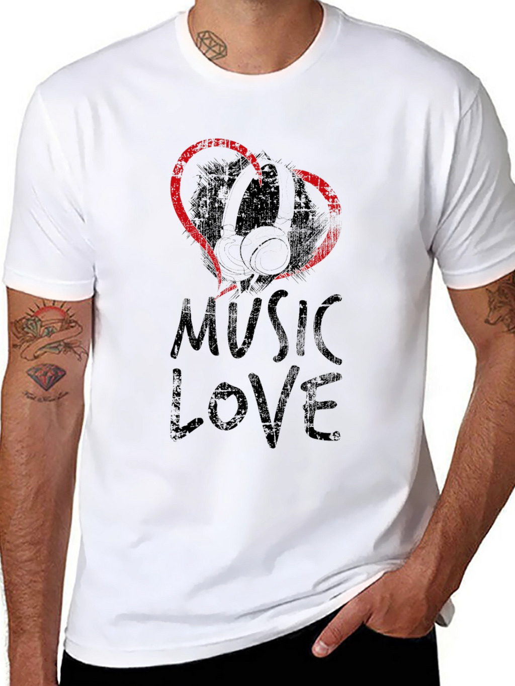 Music Love Graphic Tee - Black Cotton T-Shirt