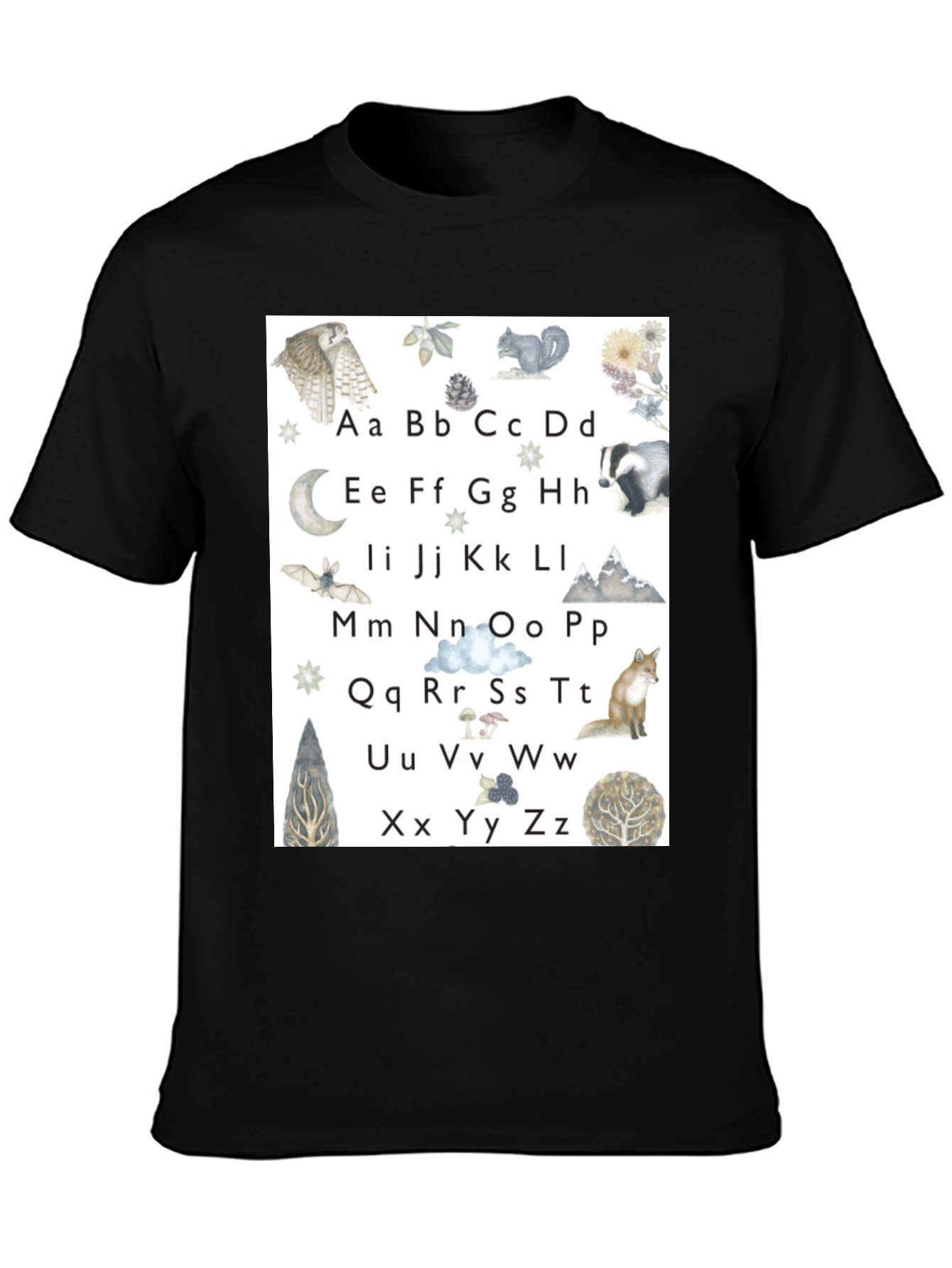 Alphabet Animal Black T-Shirt