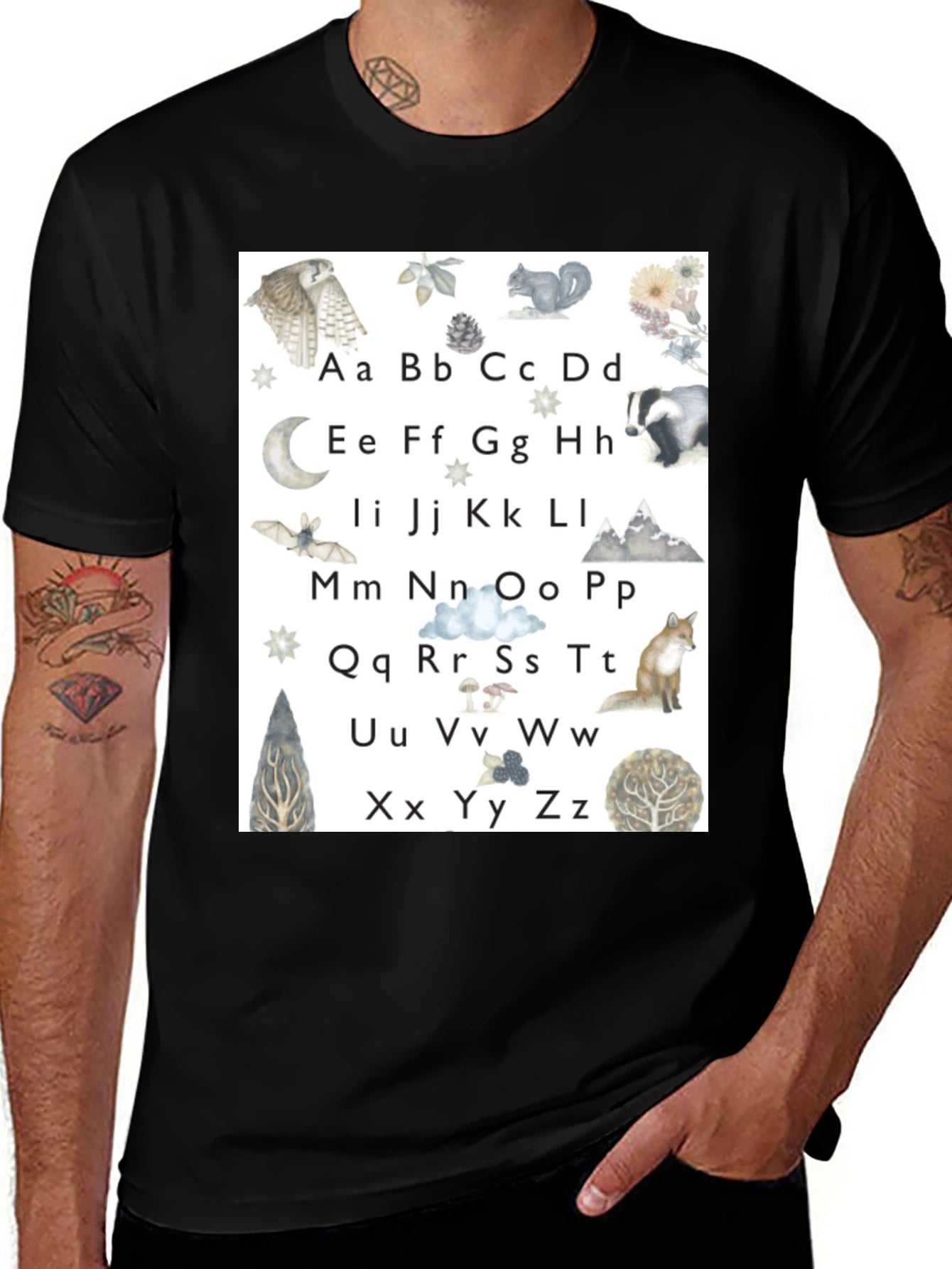 Alphabet Animal Black T-Shirt