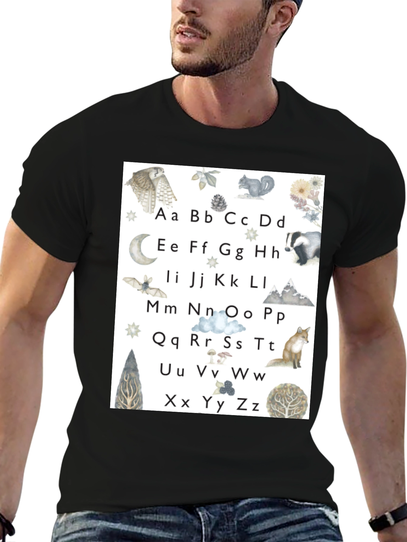 Alphabet Animal Black T-Shirt