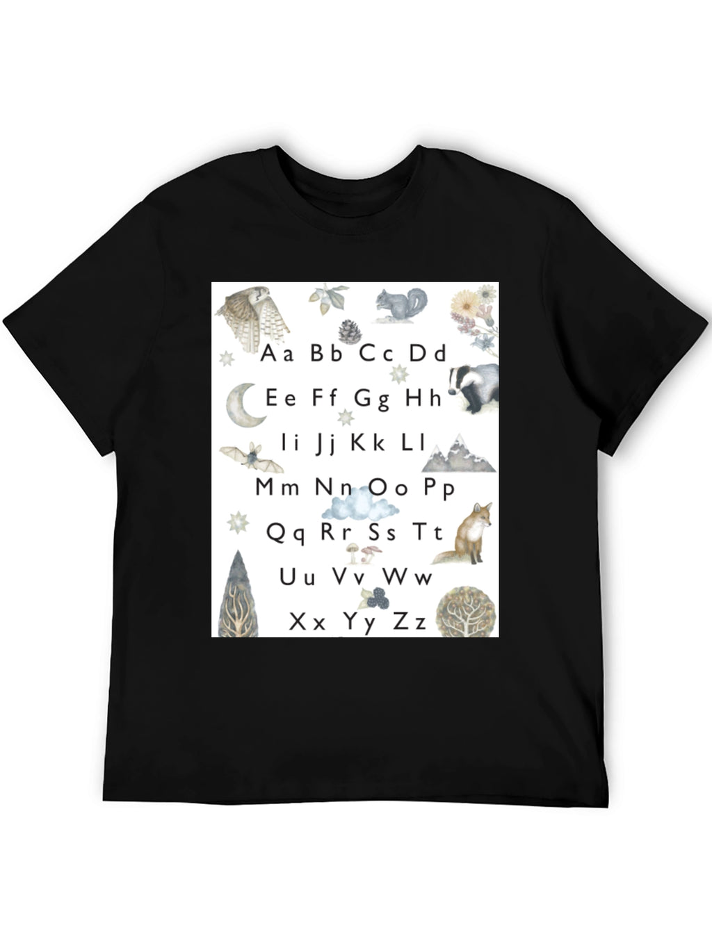 Alphabet Animal Black T-Shirt
