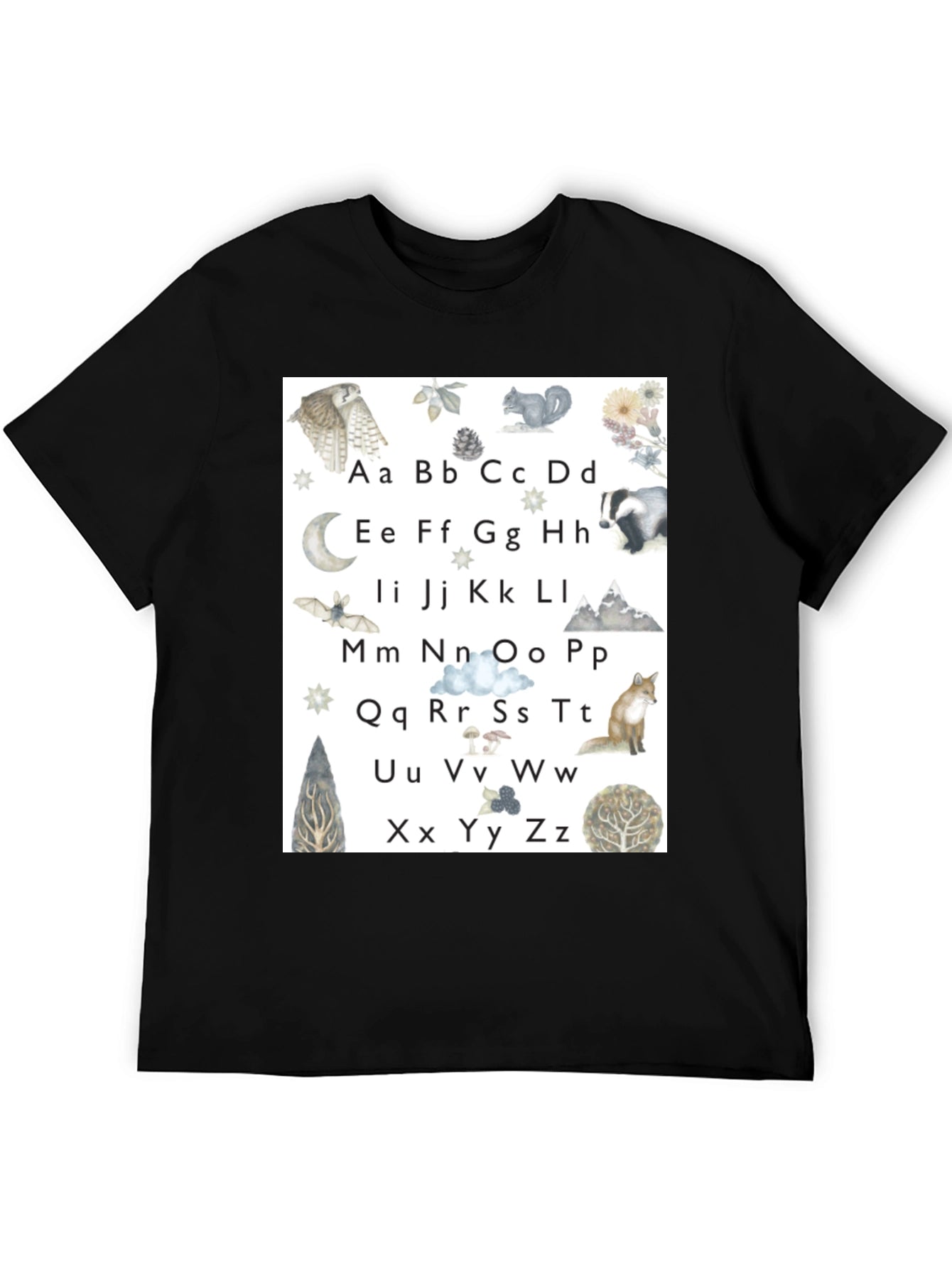 Alphabet Animal Black T-Shirt