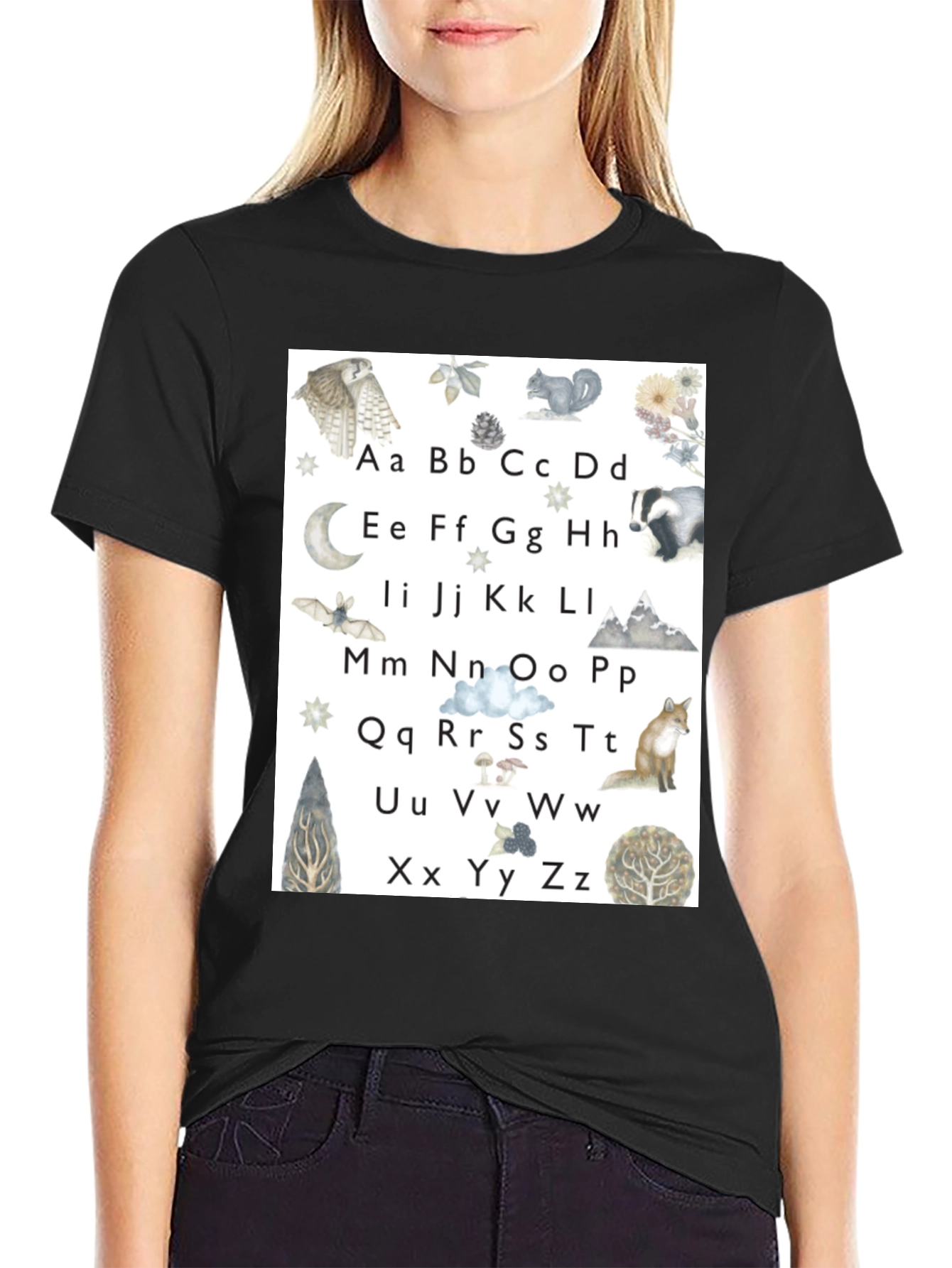 Alphabet Animal Black T-Shirt