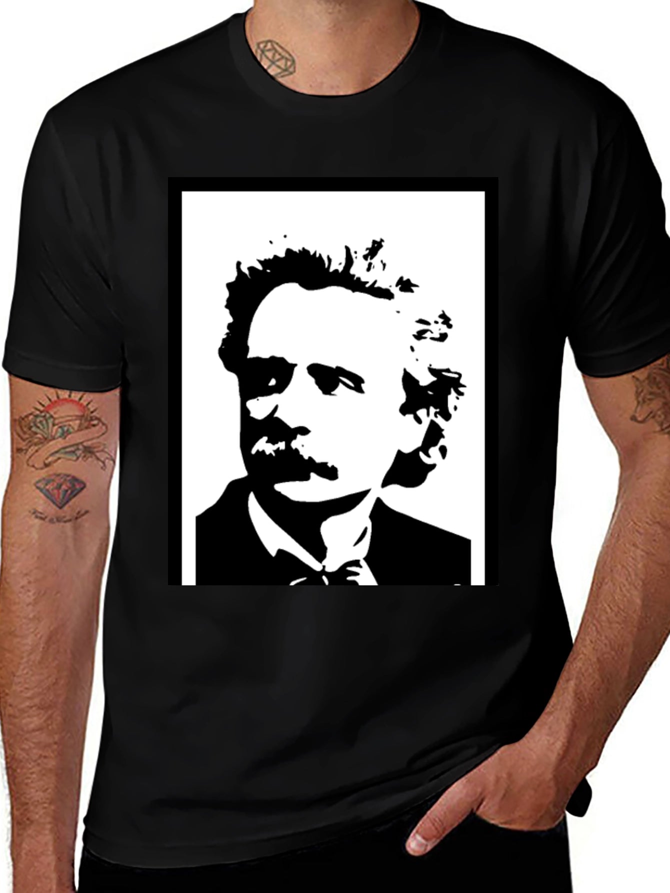 Mark Twain Graphic Print Mens Black T-Shirt