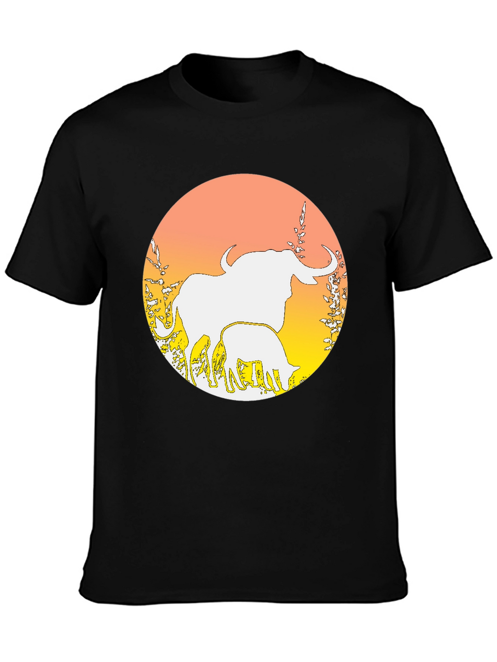 Elephant & Calf Graphic Tee - Black Cotton Blend