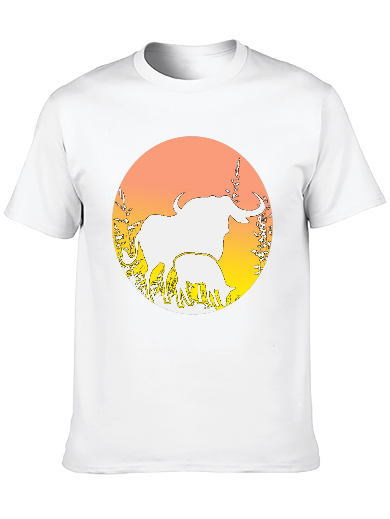 Elephant & Calf Graphic Tee - Black Cotton Blend