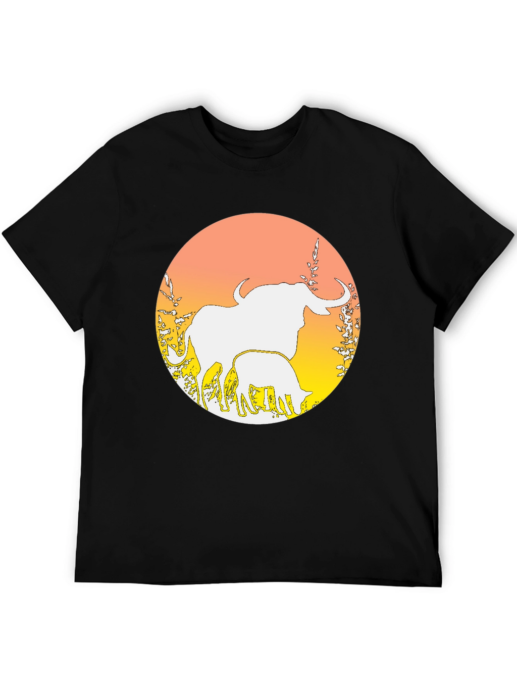 Elephant & Calf Graphic Tee - Black Cotton Blend