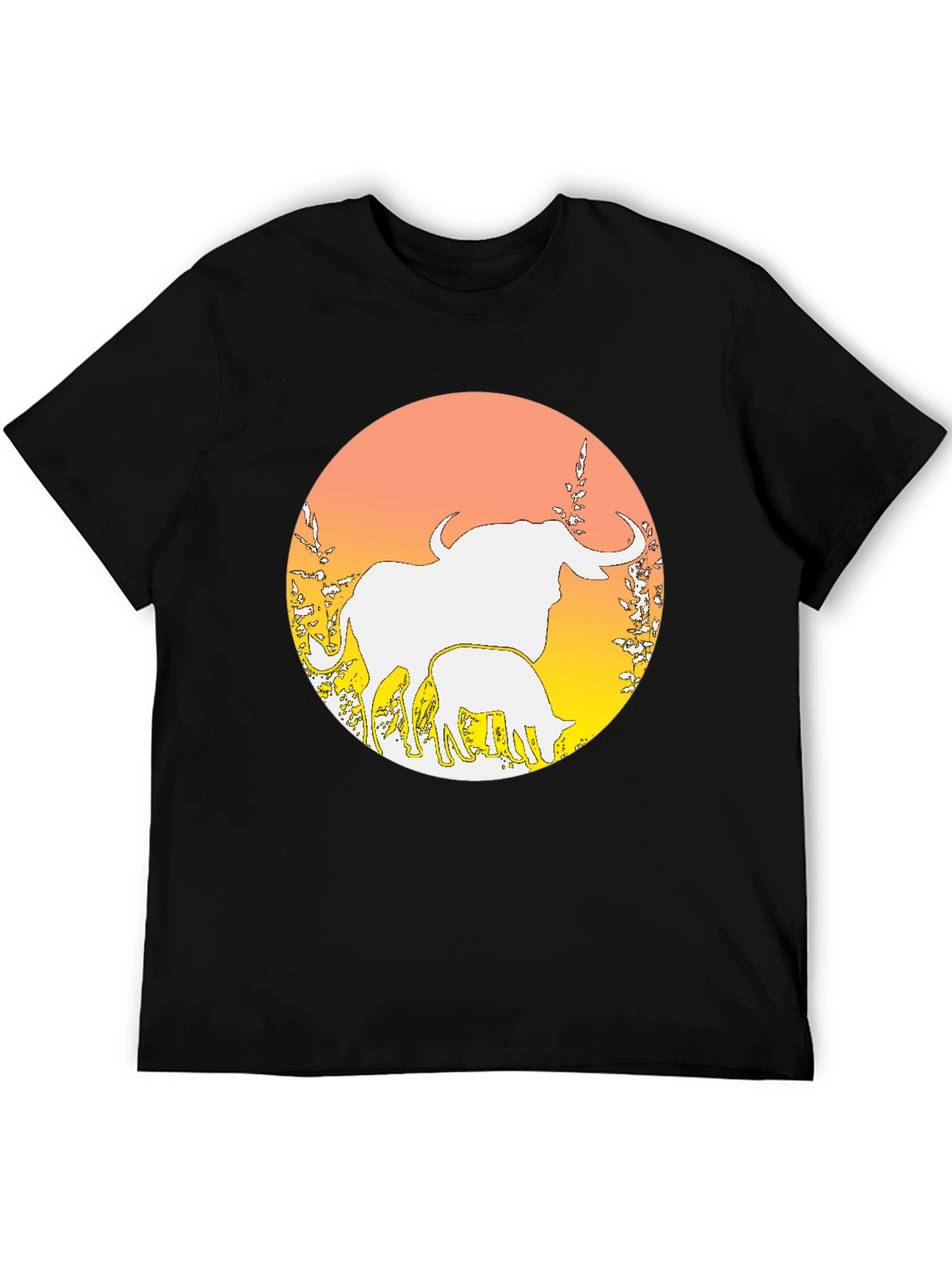 Elephant & Calf Graphic Tee - Black Cotton Blend