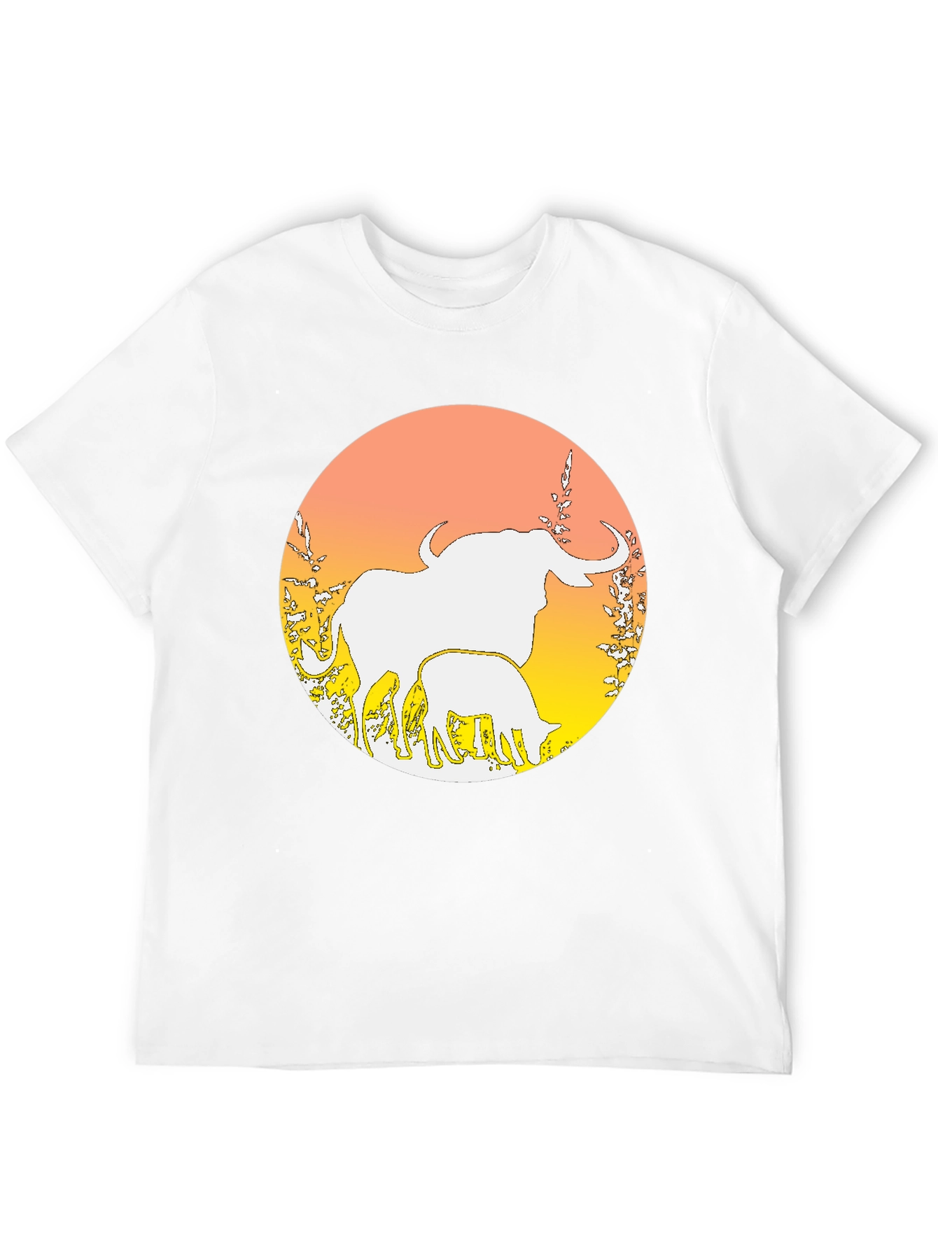 Elephant & Calf Graphic Tee - Black Cotton Blend