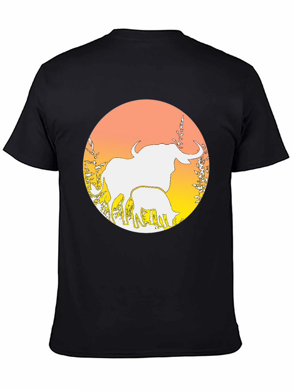 Elephant & Calf Graphic Tee - Black Cotton Blend