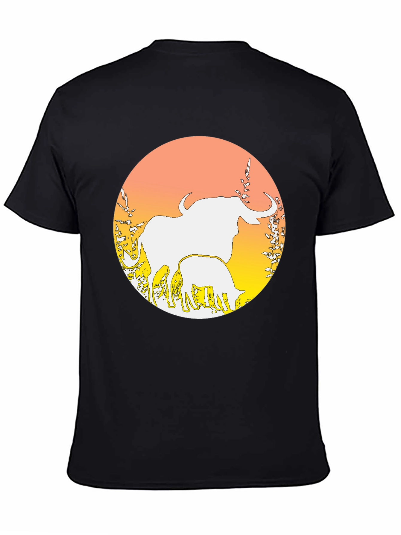 Elephant & Calf Graphic Tee - Black Cotton Blend