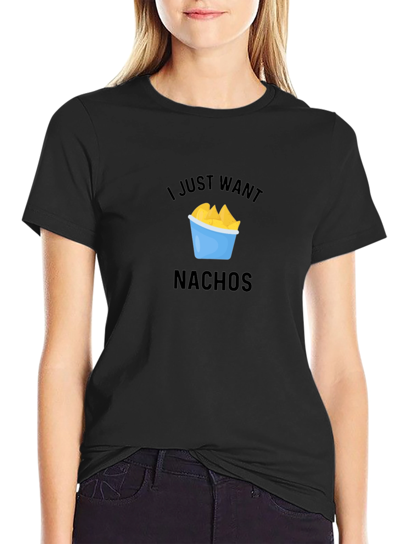 I Just Want Nachos Black T-Shirt