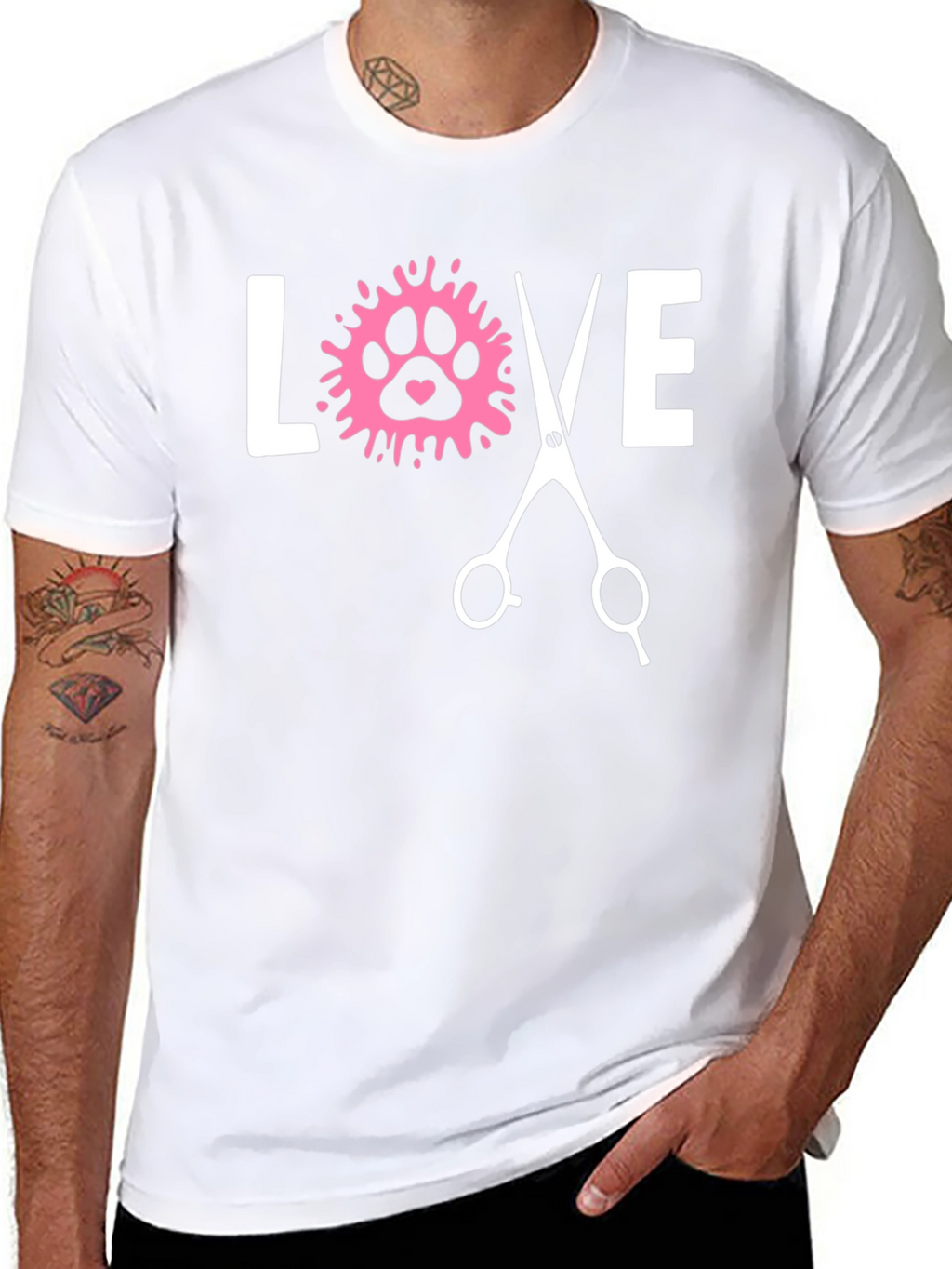 Love Dog Grooming Paw Print T-Shirt - Unisex