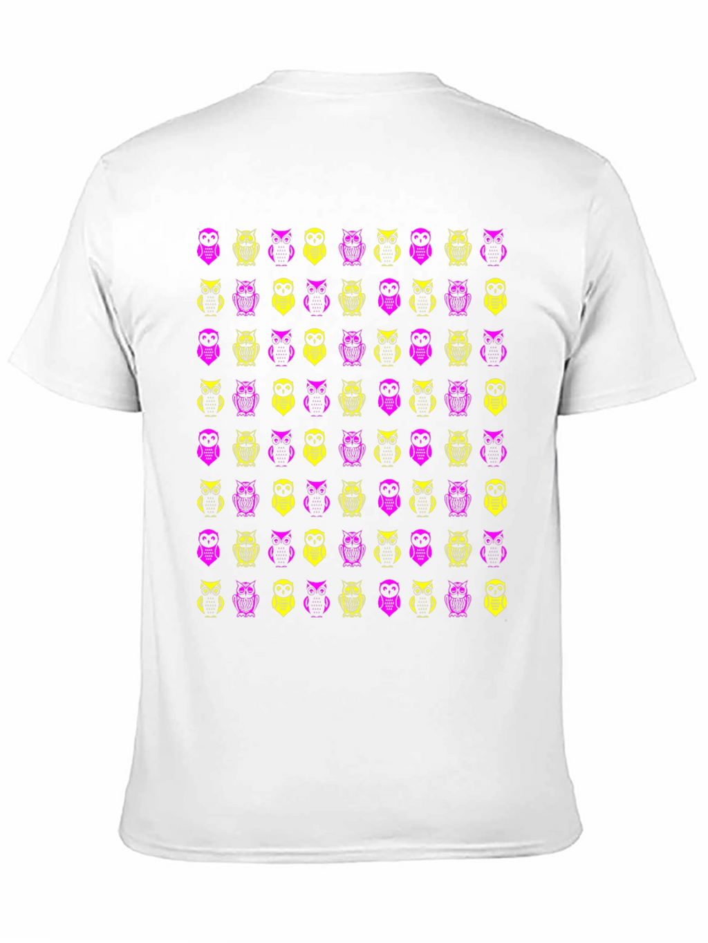 Owl Pattern Graphic Tee - Black Cotton T-Shirt