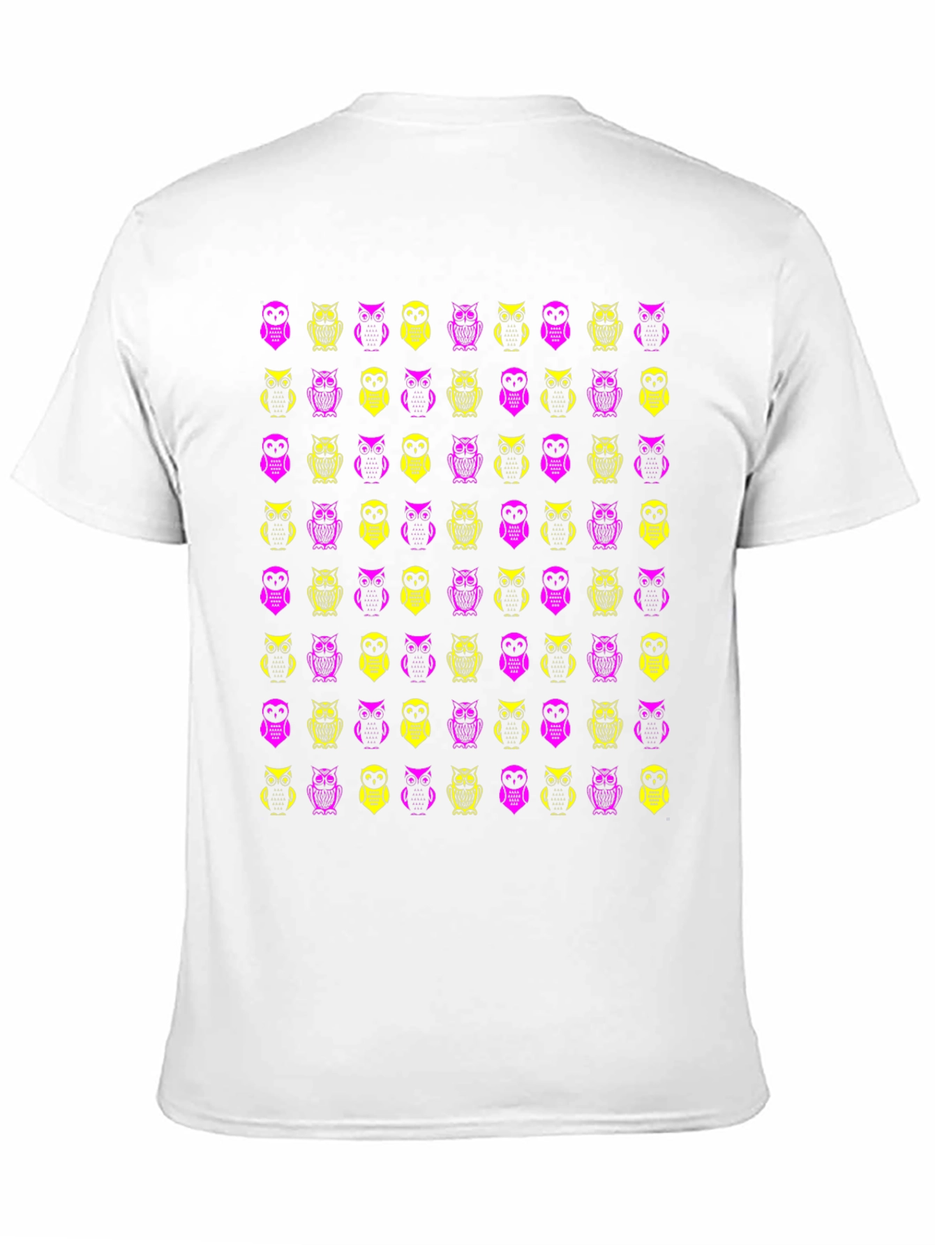 Owl Pattern Graphic Tee - Black Cotton T-Shirt