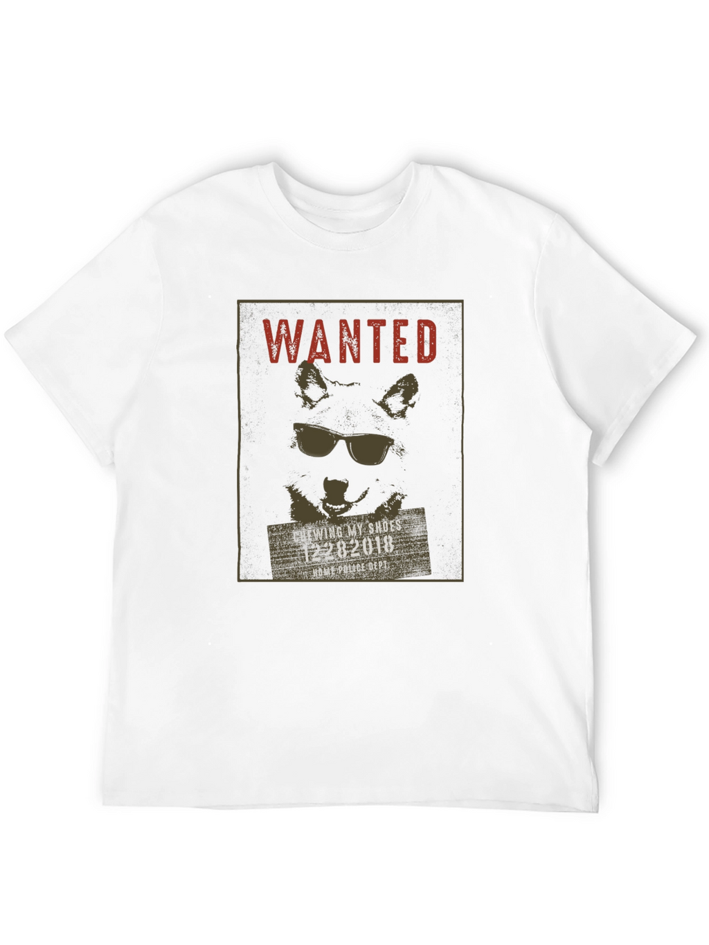 Wanted Dog with Sunglasses Black T-Shirt