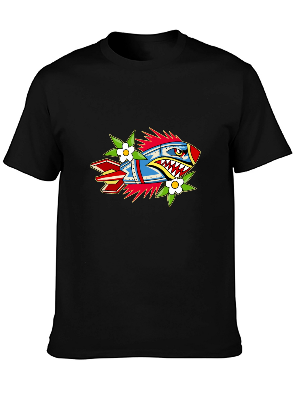 Edgy Rocket Graphic Black Tee