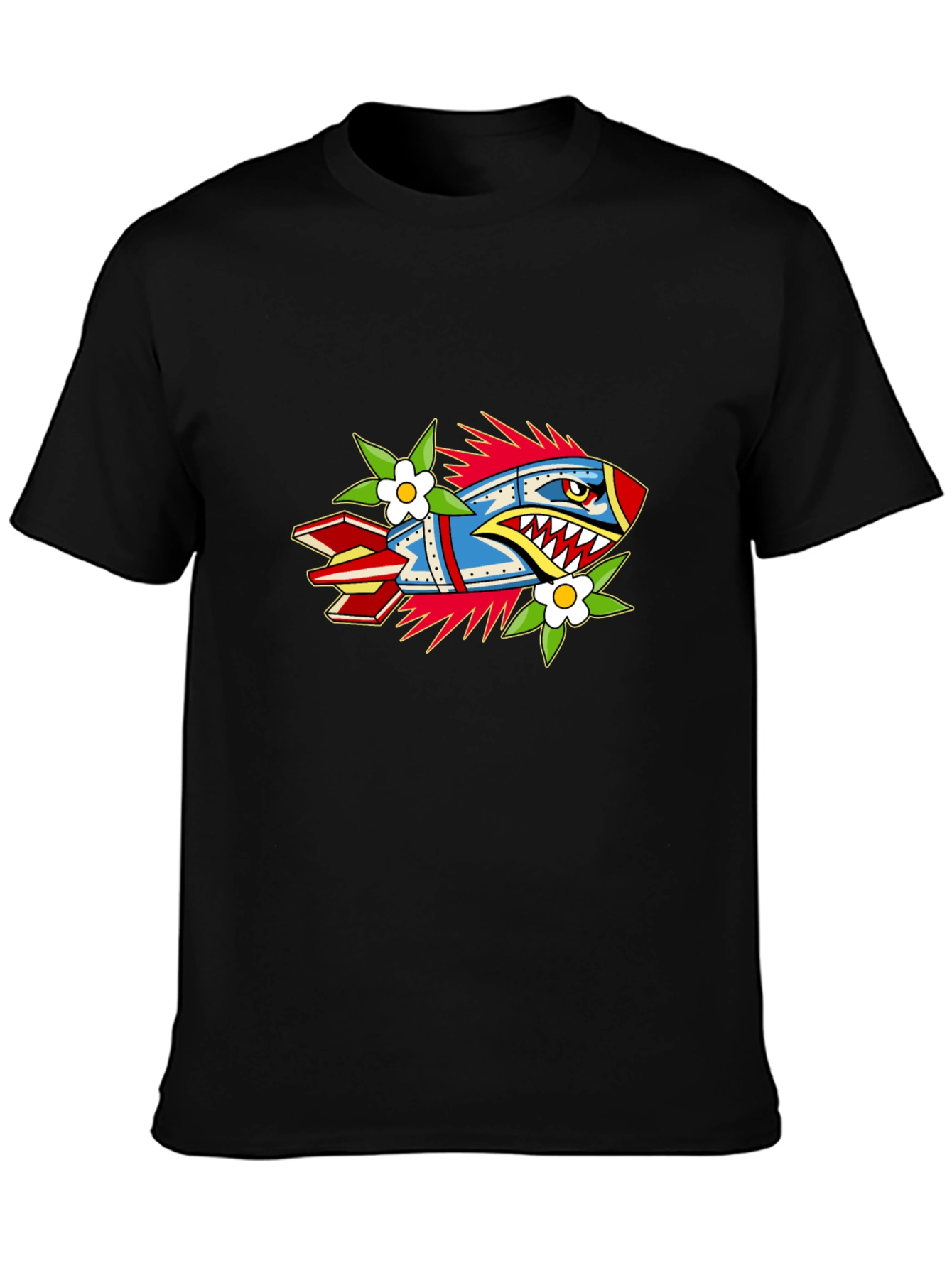 Edgy Rocket Graphic Black Tee