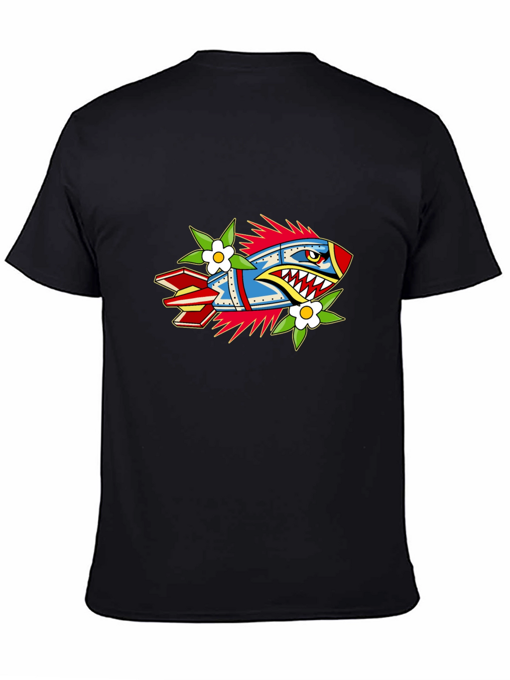 Edgy Rocket Graphic Black Tee