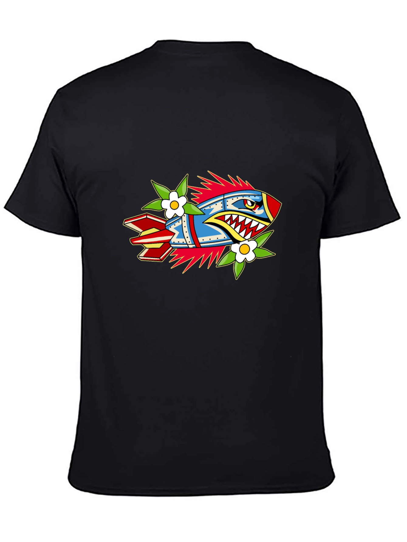 Edgy Rocket Graphic Black Tee