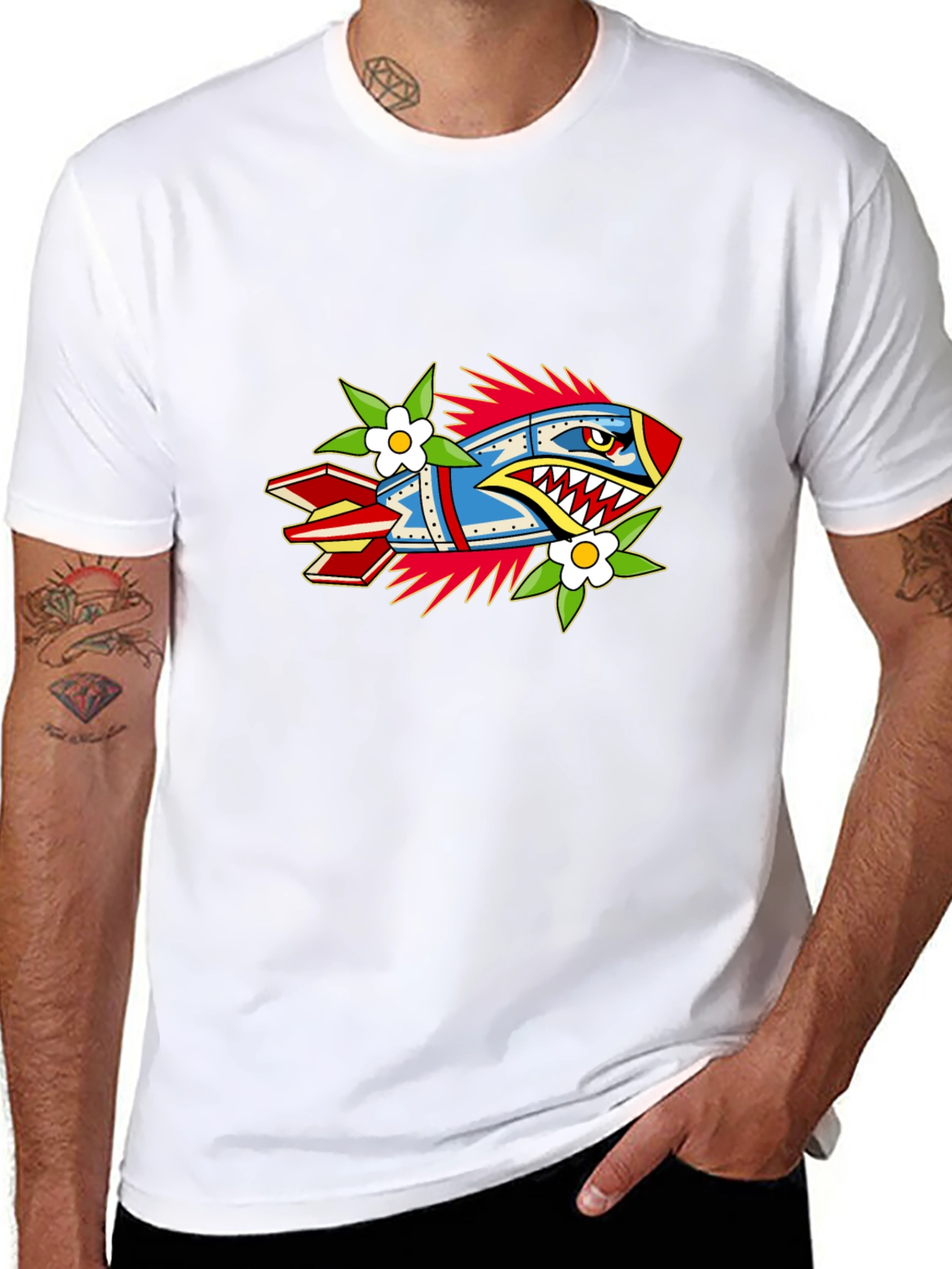 Edgy Rocket Graphic Black Tee
