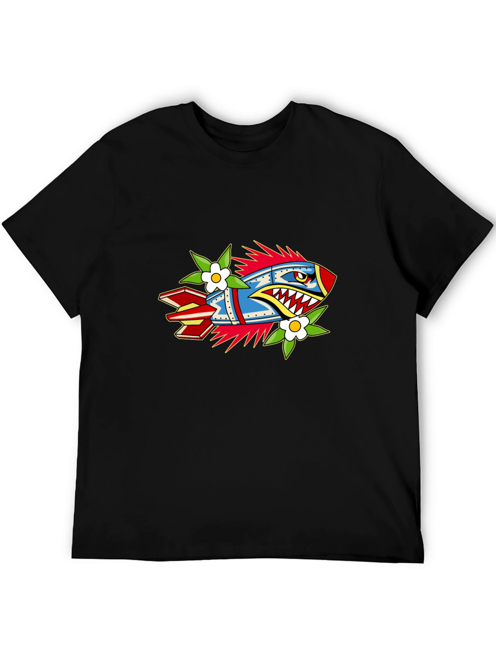 Edgy Rocket Graphic Black Tee