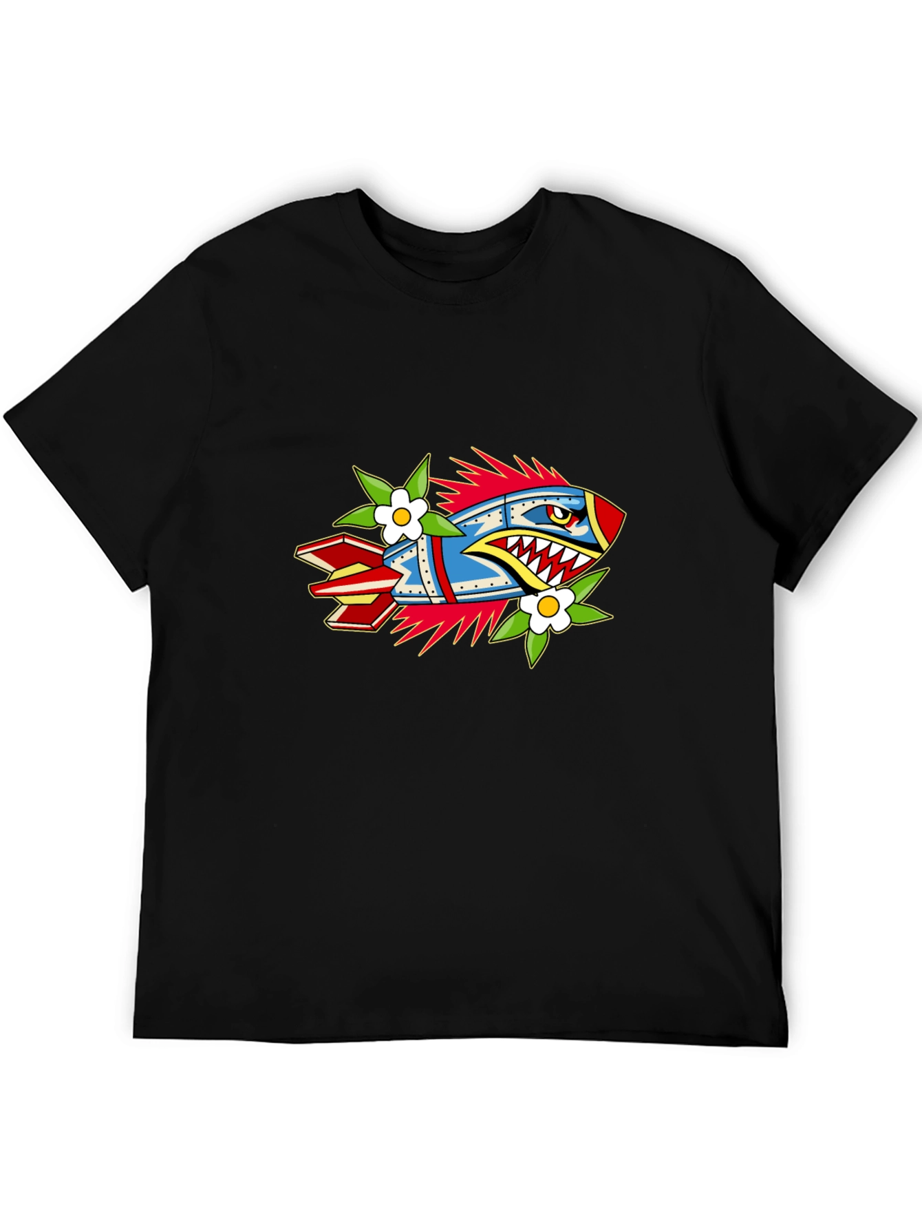 Edgy Rocket Graphic Black Tee