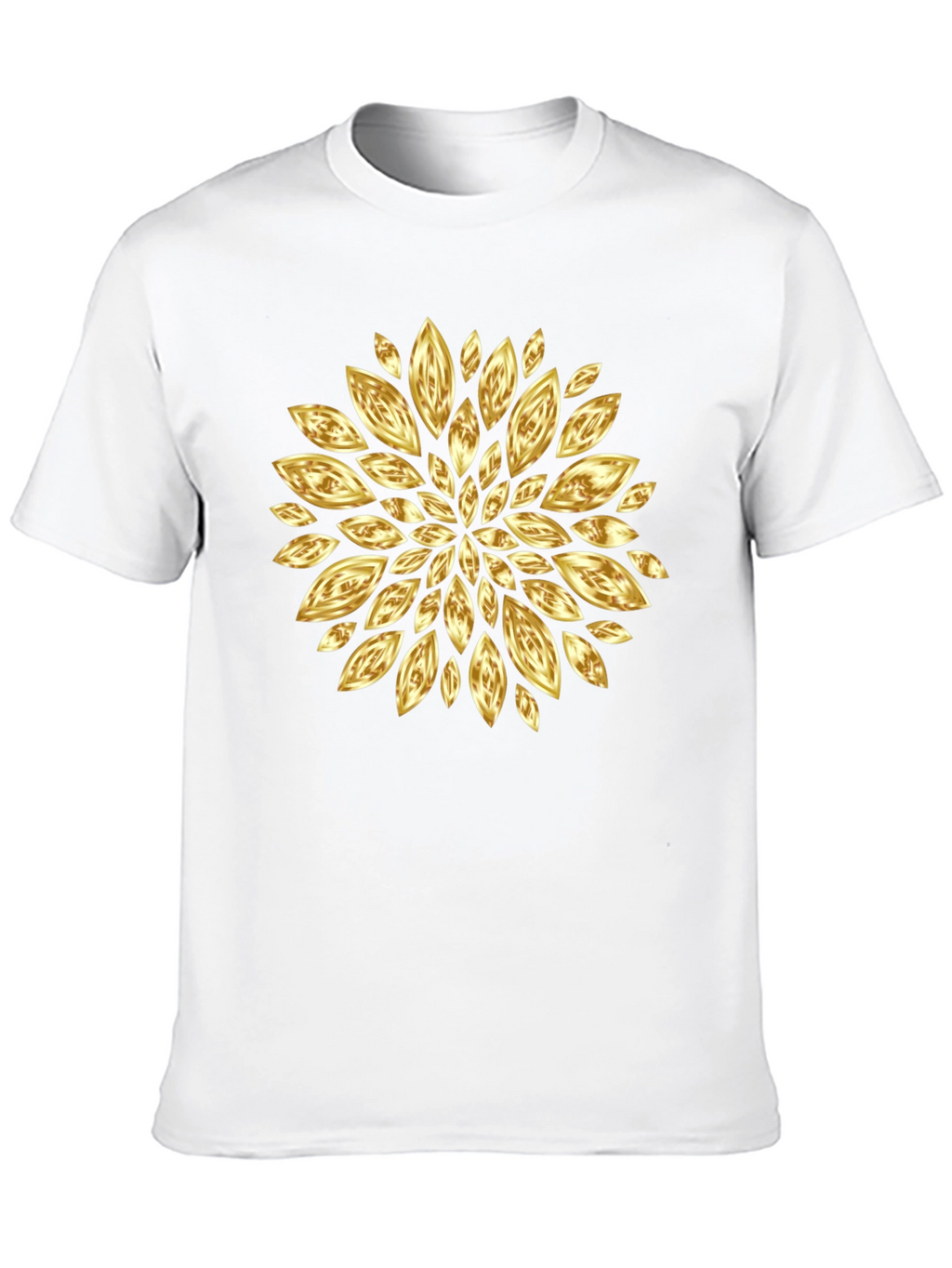 Golden Petal Graphic Black T-Shirt