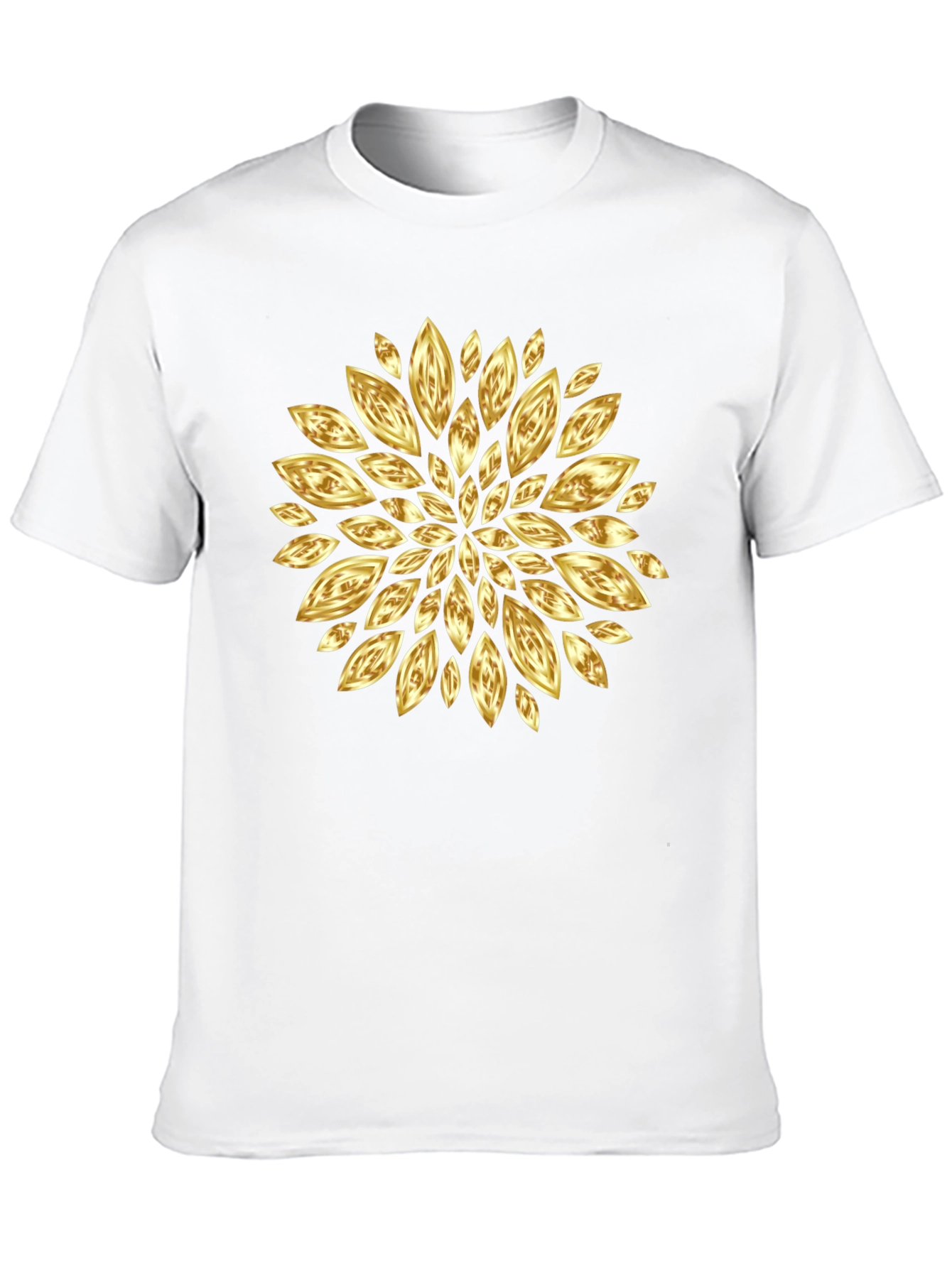 Golden Petal Graphic Black T-Shirt