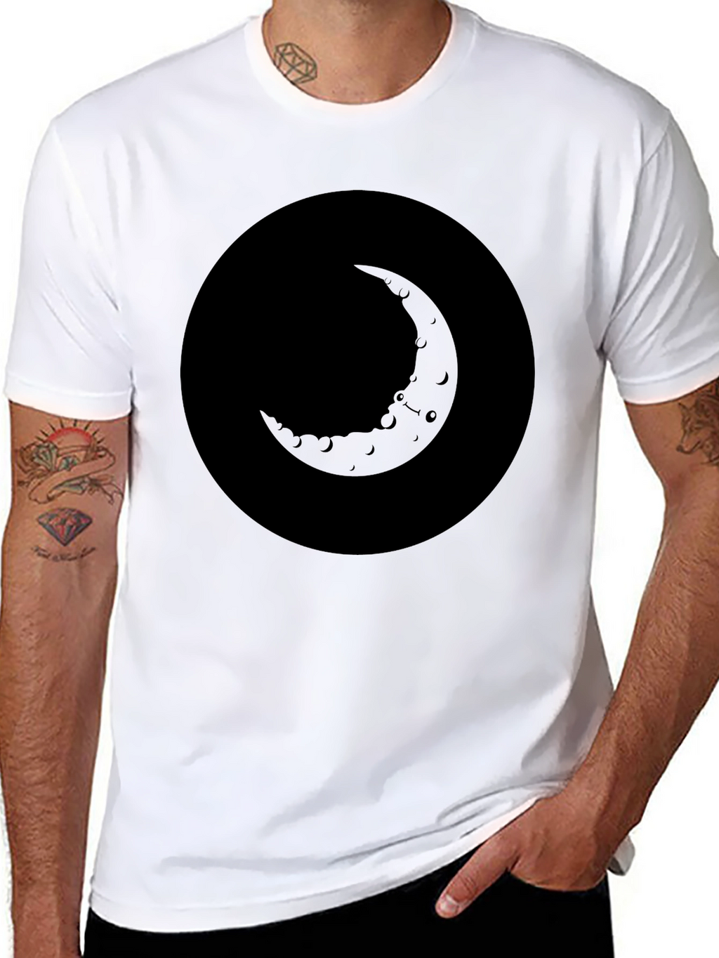 Crescent Moon Graphic T-Shirt - Soft Black Cotton