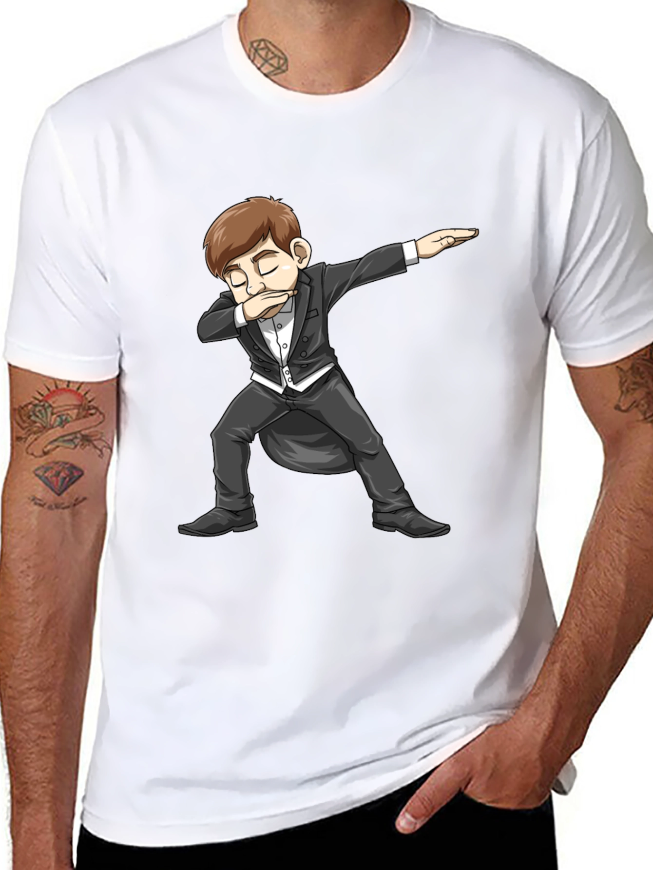Dabbing Tuxedo Cartoon T-Shirt