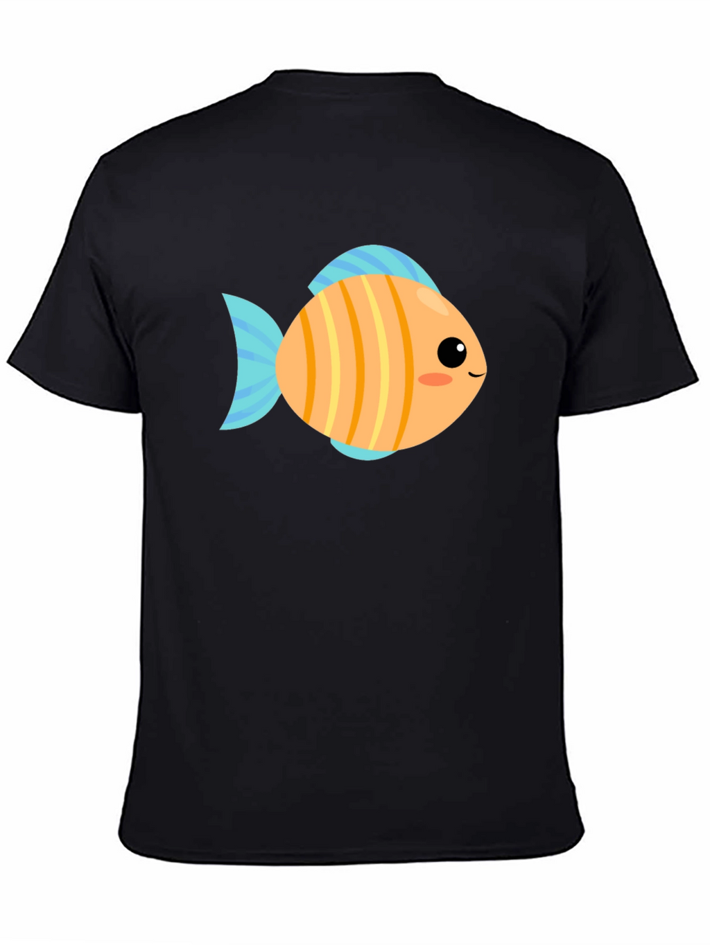Cute Fish Graphic Tee - Black Cotton T-Shirt