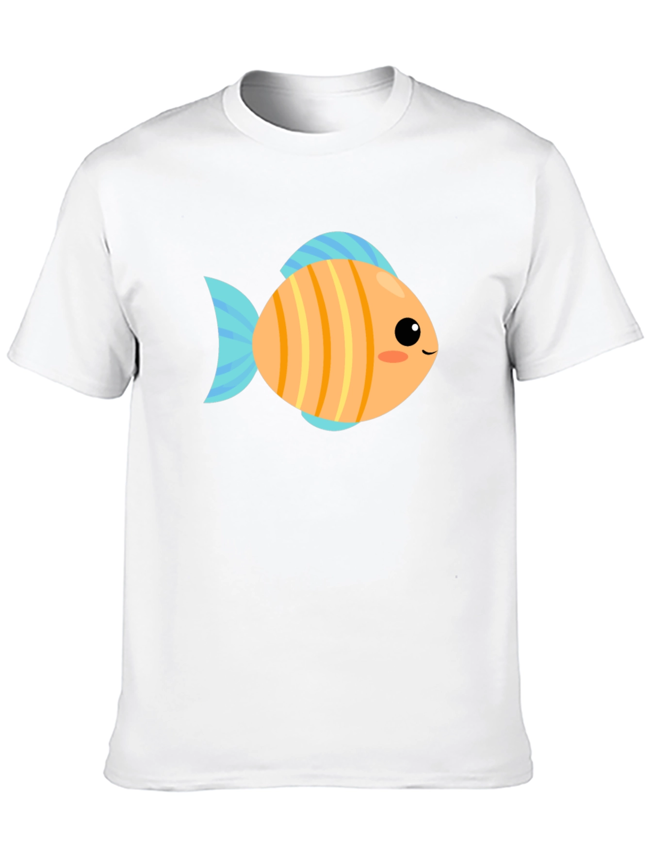 Cute Fish Graphic Tee - Black Cotton T-Shirt