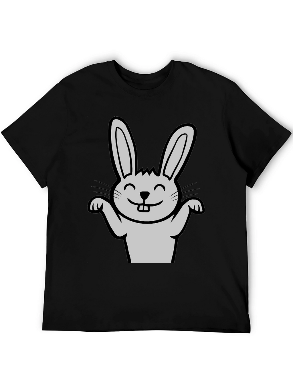 Funny Rabbit Graphic Tee - Black Casual T-Shirt